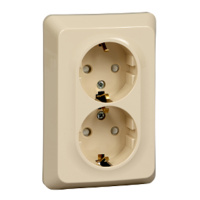 Этюд с/у Двойная Розетка с заземлением со штороками 16А 250B, кремовый, россия SE