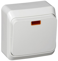 Переключатель 1-клавишный накладного монтажа 10A (схема 6) с подсветкой IP20 SE Этюд Белый