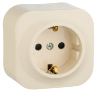 Розетка с заземлением с защитными шторками IP20 Legrand Quteo Слоновая кость