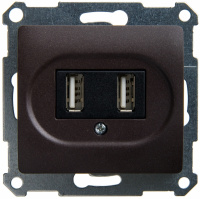 Розетка USB 5В /1400 мА 2 х 5В /700 мА механизм Schneider Electric Glossa Шоколад