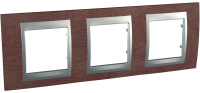 Рамка 3-постовая Schneider Electric Unica Top Табачное дерево/Алюминий