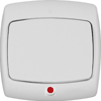 Переключатель 1-клавишный с индикацией 10A скрытой установки в сборе Wessen Рондо Белый