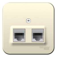 Розетка двойная компьютерная RJ45 кат.5E + телефон RJ11 накладного монтажа с изолирующей пластиной Systeme Electric Blanca Молочный