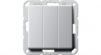 Выключатель 3-клавишный (переключение) Британский стандарт Gira System-55 Алюминий