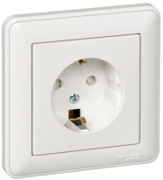 Розетка с заземлением с защитными шторками в сборе с рамкой Wessen 59 Белый