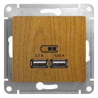 Розетка USB A+A 5В/2,1 А 2х5В/1,05 А механизм Systeme Electric Glossa Дуб