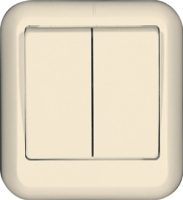 Выключатель 2-клавишный 6A накладной в сборе (опт) Wessen Прима Слоновая кость