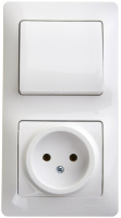 Блок: Розетка + 1-клавишный выключатель Systeme Electric Glossa Белый
