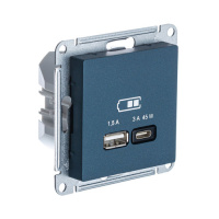 Розетка USB A + тип-C 45W высокоскор.заряд. QCPD механизм Schneider Electric AtlasDesign Изумруд