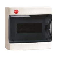 Щиток настен. с дверцей 8 мод.,IP41 белый с клем.блок.1х87508 и замком DKC