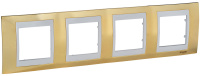Рамка 4-постовая горизонтальная Schneider Electric Unica Хамелеон Золото/Бежевый
