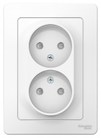Розетка двойная без заземления со шторками скрытой установки 16A 250В Systeme Electric Blanca Белый