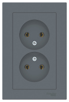 Розетка двойная без заземления 16A в сборе Schneider Electric AtlasDesign Грифель