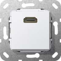 Разъем HDMI High Speed with Ethernet разветвительный кабель Gira System-55 Белый глянец