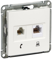 Розетка телефонная RJ11 + компьютерная RJ45 кат.5е Wessen 59 Белый