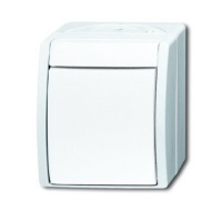 Выключатель 1-клавишный 2-полюсный IP44 для открытого монтажа ABB Ocean Альпийский белый