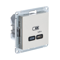 Розетка USB тип-C 65W высокоскор.заряд. QC PD механизм Schneider Electric AtlasDesign Бежевый