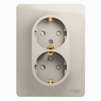Розетка двойная с заземлением со шторками 16A 250В в сборе Systeme Electric Glossa Молочный