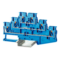 Клемма трехуровневая, зажим push-in, 6 точек подключения, 2.5 кв.мм, синяя DKC