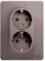 Розетка двойная с заземлением 16A 250В в сборе Systeme Electric Glossa Платина