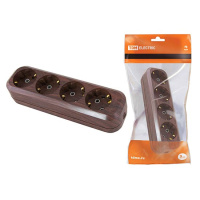 Колодка розеточная 4 гнезда с заземлением 16A 250V IP20 бук TDM ЭКО