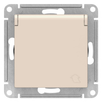 Розетка с заземлением со шторками с крышкой 16A IP20 механизм Schneider Electric AtlasDesign Бежевый