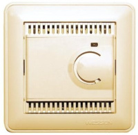 Регулятор теплого пола с датчиком 10A в сборе с рамкой Wessen 59 Слоновая кость