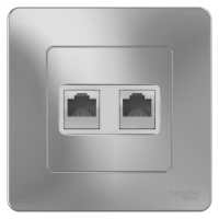 Розетка компьютерная скрытой установки RJ45 кат.5E + телефон RJ11 Systeme Electric Blanca Алюминий