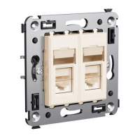 Компьютерная розетка RJ-45 в стену, кат.5e двойная экранированная,"Avanti", "Ванильная дымка" DKC