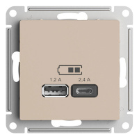 SE AtlasDesign Розетка USB Песочный A+С 5В/24А 2х5В/12А механизм