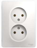 Розетка 2-я без заземления в сборе с рамкой Systeme Electric Glossa Белый