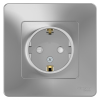 Розетка с заземлением со шторками скрытой установки 16A 250В Systeme Electric Blanca Алюминий