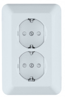 Розетка 2-ая с заземлением с защитными шторками 16A в сборе (опт) Wessen Прима Белый