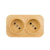 Розеточный блок с предварительным подключением 2 x 2К без шторок - 16 A - 250 В~  IP 20 Legrand Quteo Дерево 