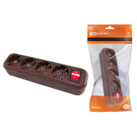 Колодка розеточная с выключателем 4 гнезда с заземлением 16A 250V IP20 бук TDM ЭКО