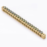 Шина "ноль-земля" 8х12мм 20 отверстий латунь крепеж по краям EKF PROxima PEN