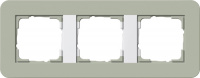 Рамка 3-постовая Gira E3 Серо-зеленый/Белый глянцевый