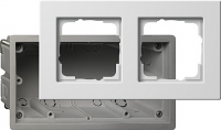 Рамка 2-постовая в комплекте с установочным корпусом для установки заподлицо Gira E22 Белый глянец