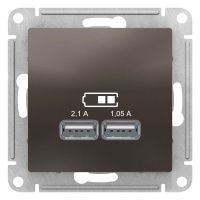 Розетка USB 5В 1 порт x 2,1A 2 порта х 1,05A механизм Schneider Electric AtlasDesign Мокко