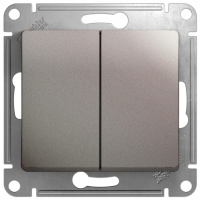 Выключатель 2-клавишный (схема 5) 10AX механизм Systeme Electric Glossa Платина