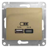 Розетка USB A+С, 5В/2,4А 2х5В/1,2 А механизм Schneider Electric Glossa Титан