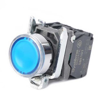 Systeme Electric Кнопка SB4 с подсветкой в сборе модульная 22мм синяя металл 24ВDC 1НО+1НЗ