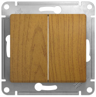 Переключатель 2-клавишный 10A (схема 6+6) Systeme Electric Glossa Дуб