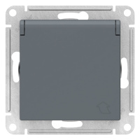 Розетка с заземлением со шторками с крышкой 16A IP20 механизм Schneider Electric AtlasDesign Грифель