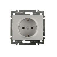 Розетка с заземлением с защитными шторками немецкий стандарт автомат.клеммы Legrand Galea Life Алюминий