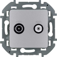 Розетка телевизионная-спутниковая для скрытого монтажа, для схемы "звезда", 1.5 дБ 4-2400 МГц / 2 дБ 4-2400 МГц, поддержка обратного питания для активных антенн до 500мА Legrand Inspiria Алюминий