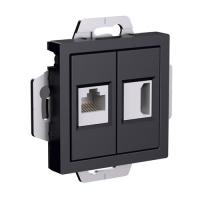 SE AtlasDesign Розетка двойная Карбон HDMI+RJ45 кат.5Е механизм