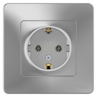Розетка с заземлением без шторок скрытой установки 16A 250В Systeme Electric Blanca Алюминий
