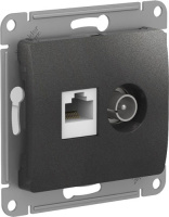 Розетка двойная ТВ + компьютерная RJ45 кат. 5Е механизм Systeme Electric Glossa Антрацит