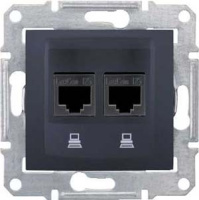 Розетка компьютерная 2-ая RJ45 кат.5e UTP неэкранированная Schneider Electric Sedna Графит